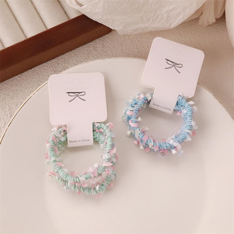 Colorful Candy Floss Hair Ties Spring Autumn Winter Versatile Elastic Hair Bands for Girls Kids Cute Ball Headbands