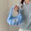 Pleated Plaid Armpit Bag Ruffles Underarm Bag Fashion Bow Shoulder Bag  Women