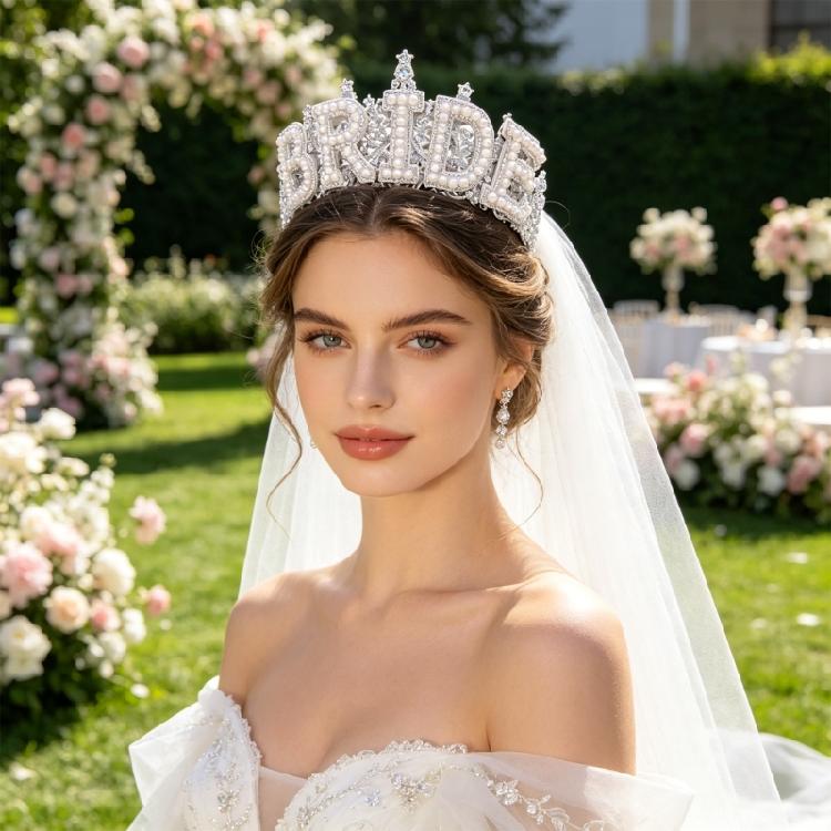 Bridal Pearls Crowns Stylish Graceful Crowns Wedding Photo Accessory Bride Crystal Hairband Wedding Photo Props