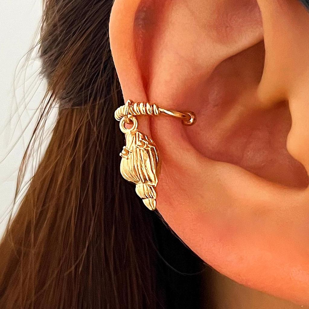 Starfish Seashell Ear Cuff for Non-Pierced Ears - Beach Vacation Ocean Style Women's Accessory