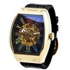 Daniel Douglas Wristwatch DD8808 Analog Watch Automatic Hand-wound Skeleton Brand Mens (Rainbow Black/Gold)