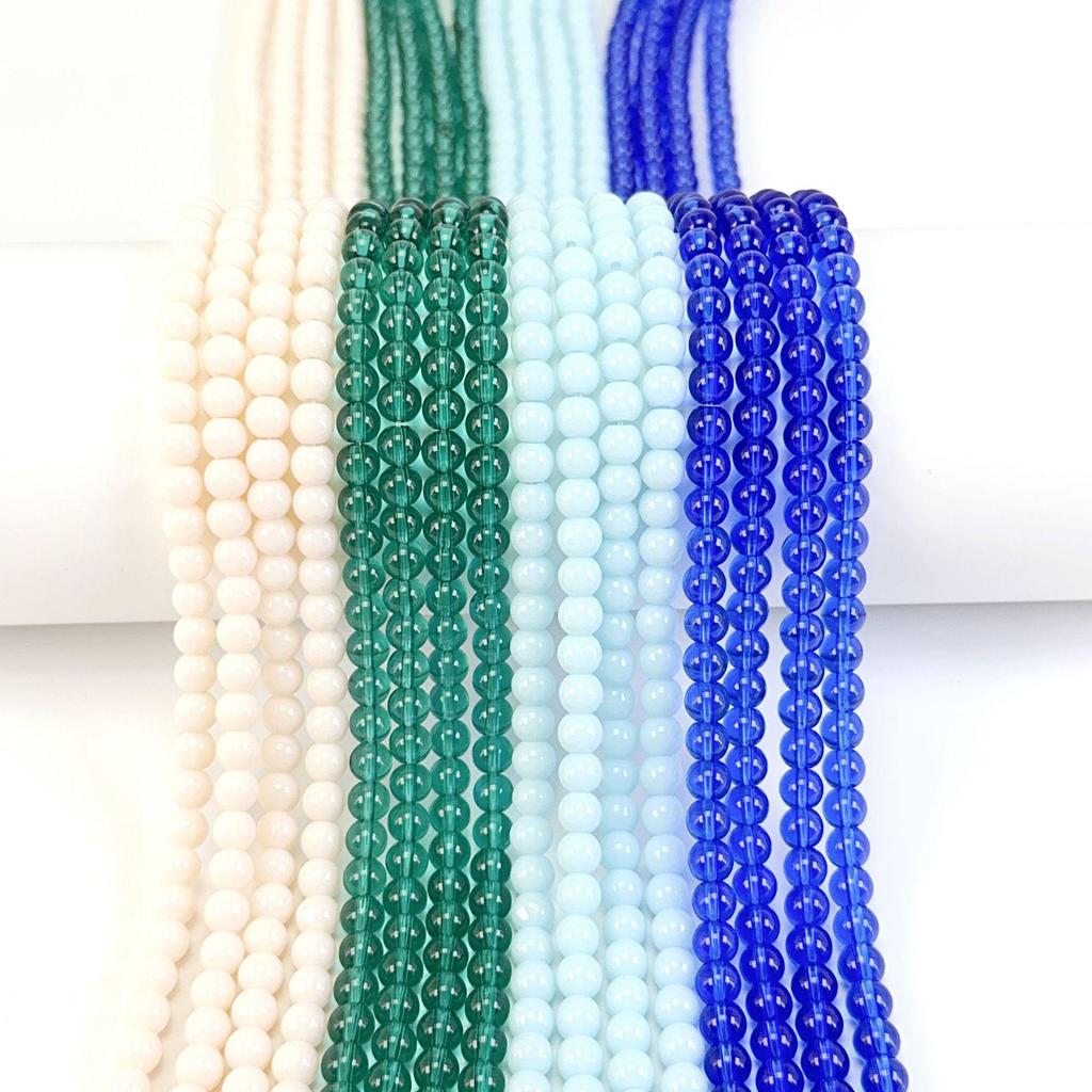 6mm Natural Glossy Round Bead Lampwork Glass for DIY Cell Phone Chains, Earrings, Hairpins, and Flower Stamens.