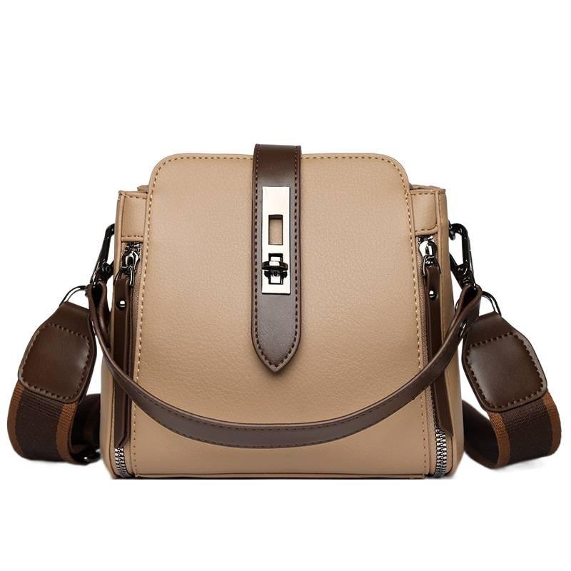 Shoulder Bag Women's Summer New Trendy Fashion Versatile Soft Leather Bucket Bag Multi-layer Large-capacity Portable Messenger Bag