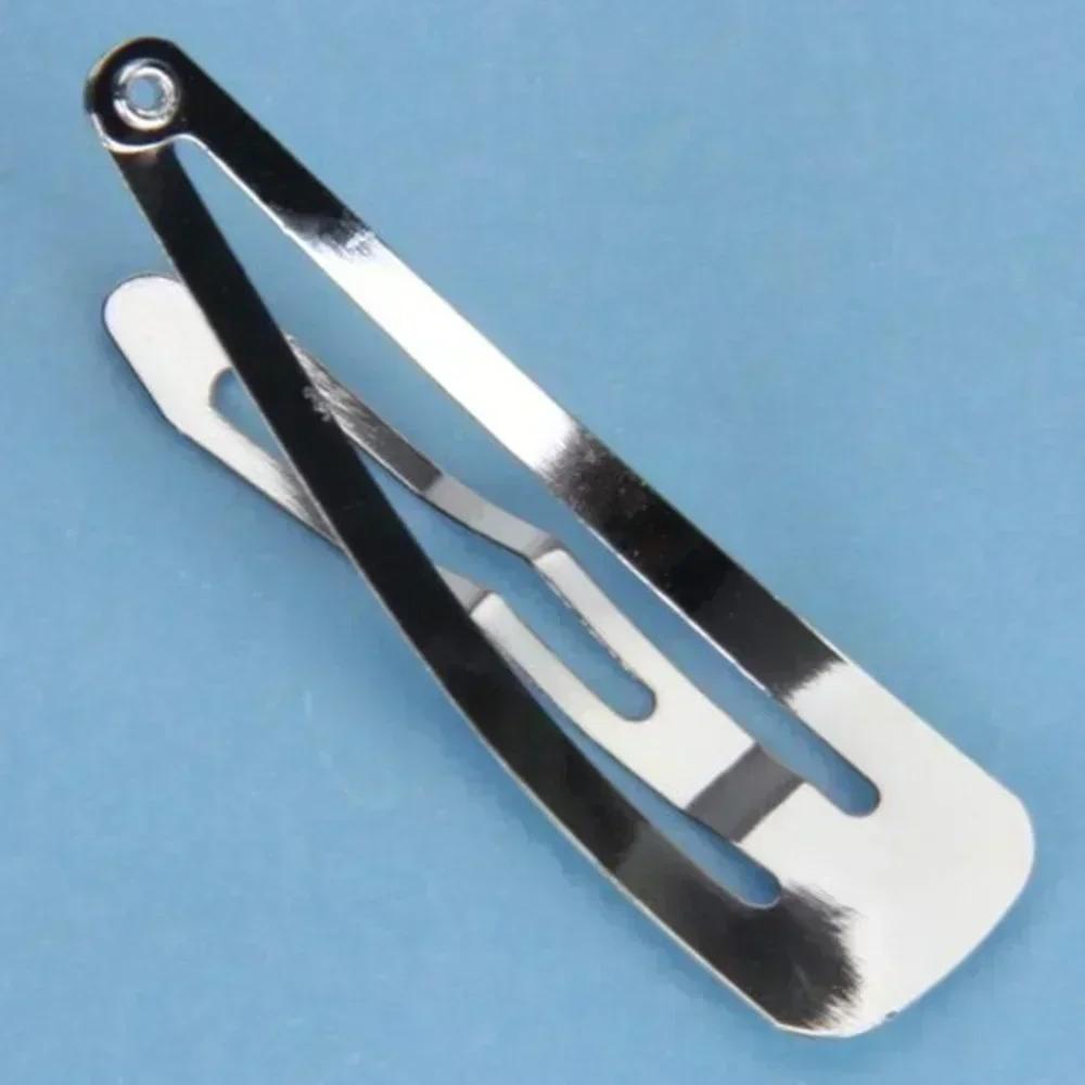 50Pc/lot Thickened Silver Button Water Drop Hair Clip for Girls Handmade DIY Material Boutique Side Clips Headwear Holiday Gifts