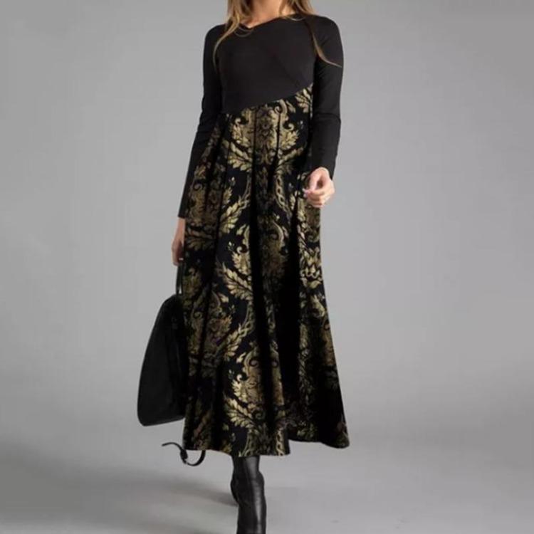 

Женское платье большого размера с длинным рукавом, модное повседневное, с принтом, для вечерних вечеринок, для женщин S