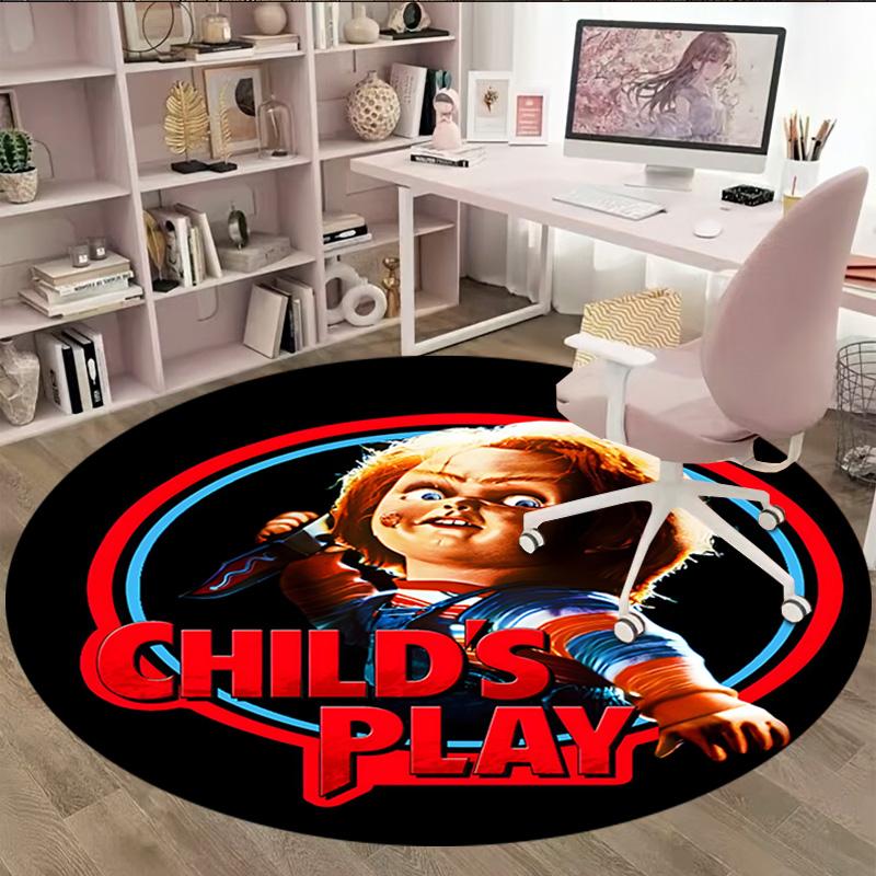 1pc Chucky3 Print Round Carpet Chair Round Carpet Suitable for Bedroom Living Room Home Decorative Carpet