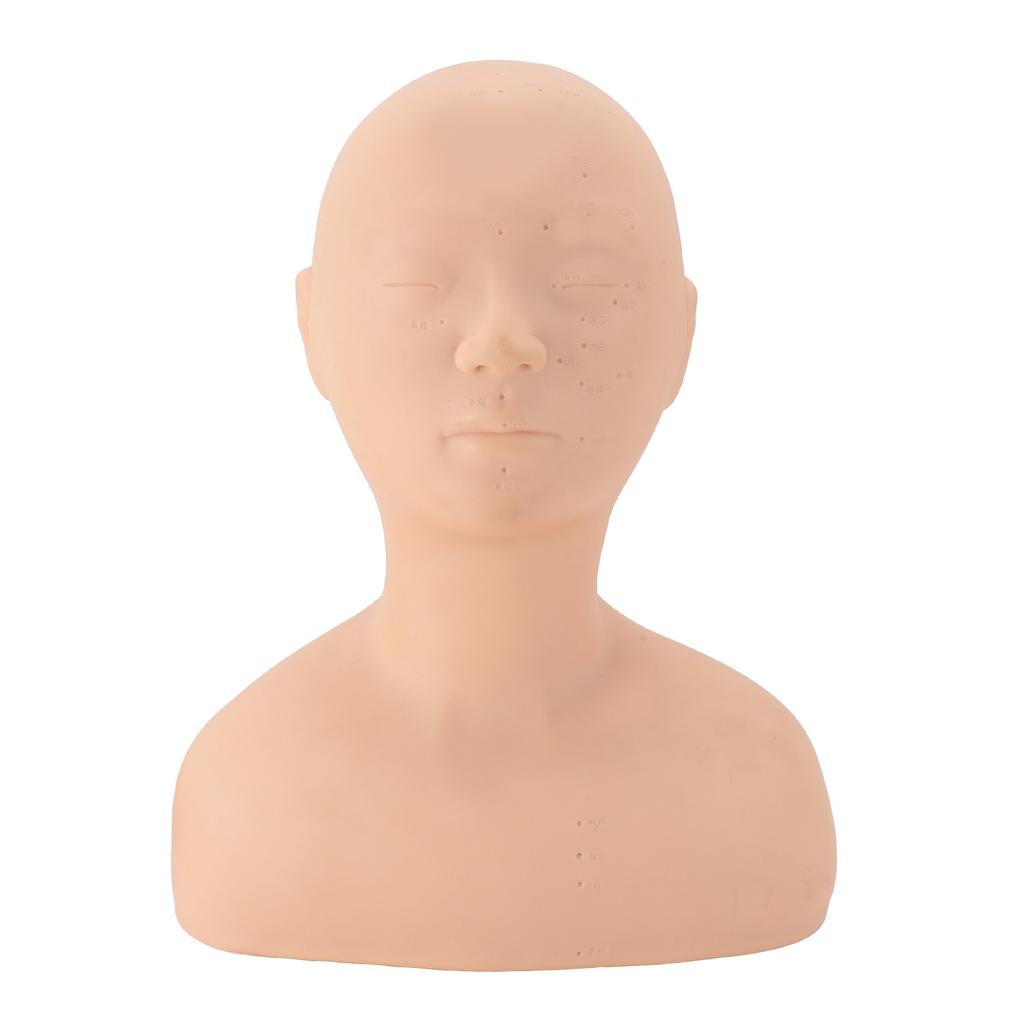 Bald Cosmetology Mannequin Head Realistic Soft Silicone Acupuncture Makeup Exercise Manikin Head