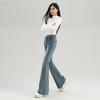 Blue micro-pull jeans women's spring new fashion trend high-waisted slim-fitting horseshoe flared pants