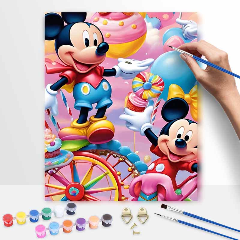 Disney Mickey Mouse Candy World Digital Oil Painting Diy Handpainted Coloring Painting Wall Art Home Decoration Gift for Adults 130