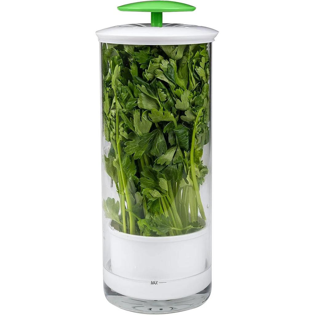 Clear Vegetable Saver Plastic Herb Storage Container Herb Saver For Refrigerator Breathable Tall Shape Fresh Herb Keeper