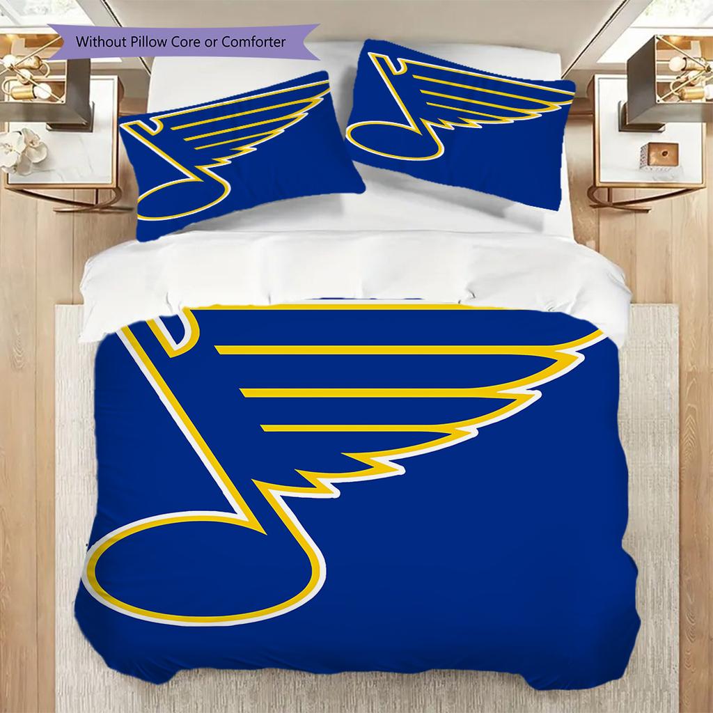 St. Louis Blues Pattern Bedding Quilt Set Quilt Cover Pillowcase Home Decoration Birthday Gift (1 * duvet cover + 2 * pillowcase, without core)