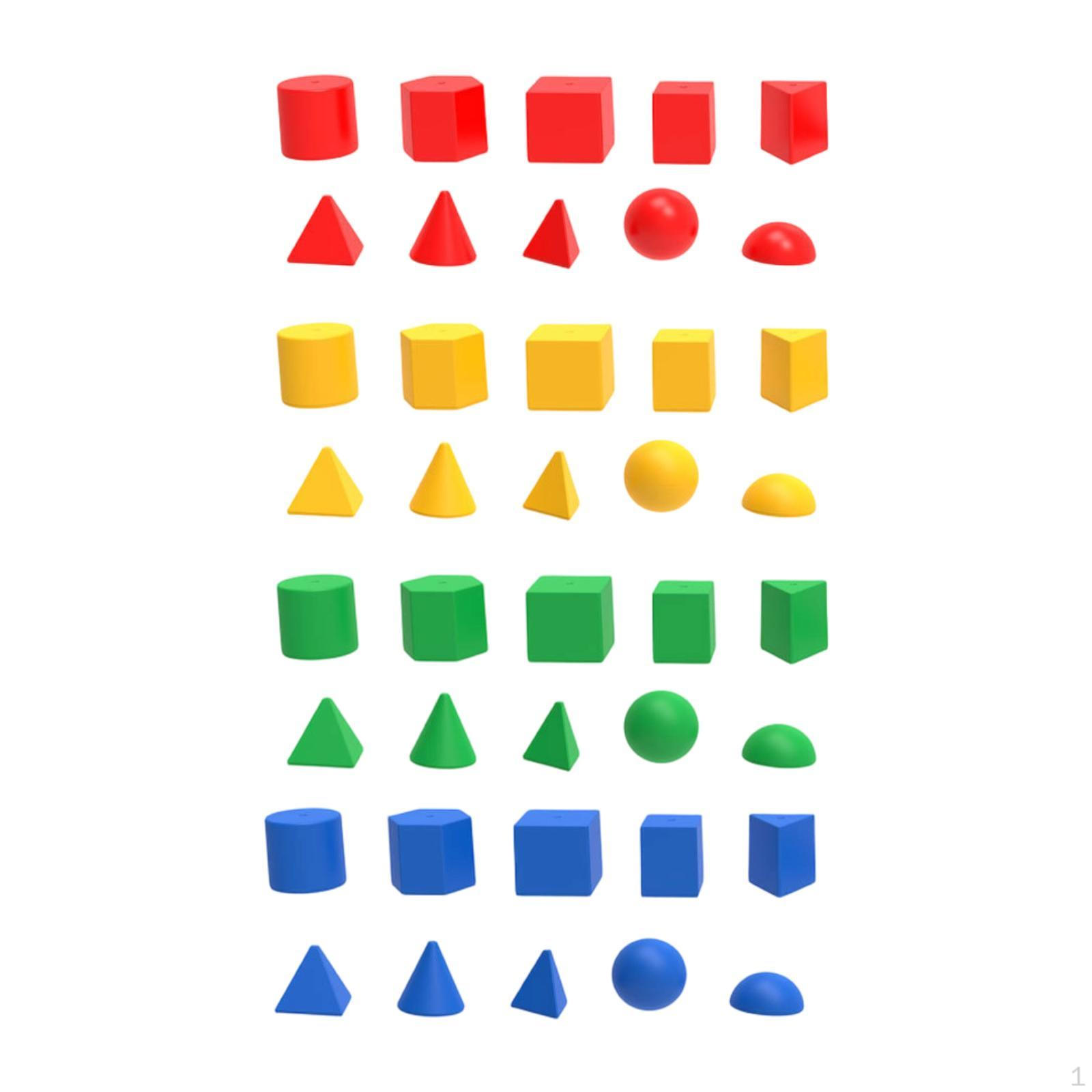 

40 Pieces 3D Geometric Shapes Blocks, Sorting and Stacking Toys Different Shapes, Pattern Blocks for