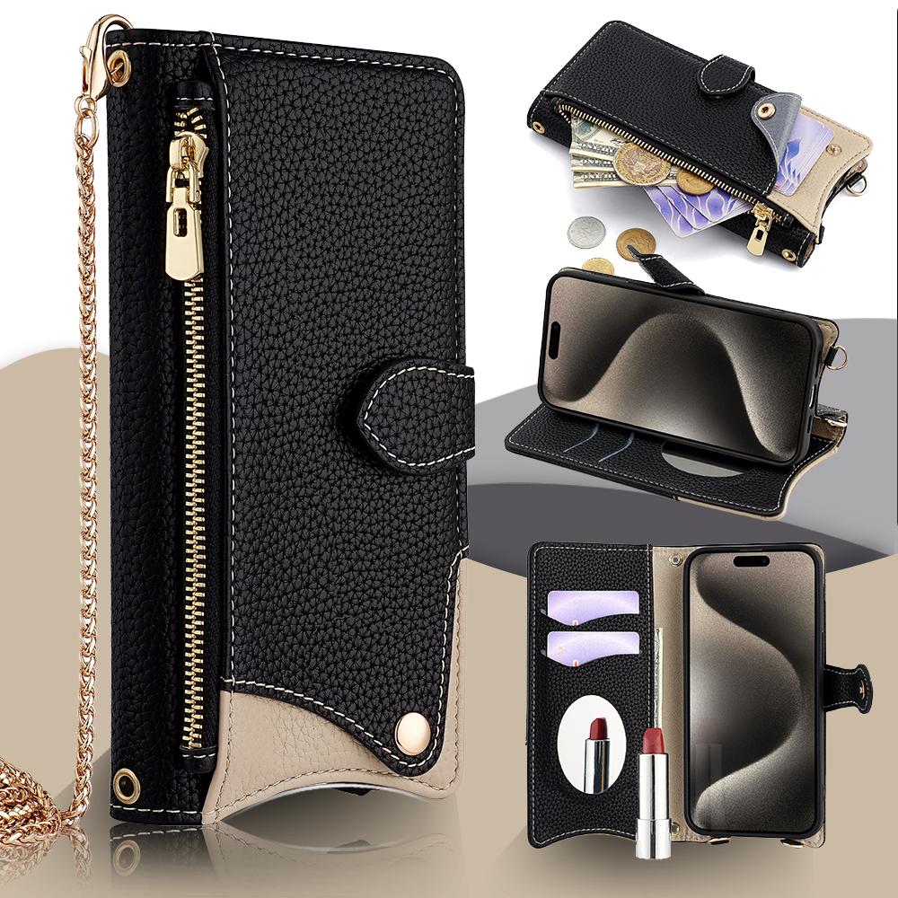 For Xiaomi Civi 5 Pro 5G Leather Case Wallet Stand Cover Irregular Tail Style with Chain Strap