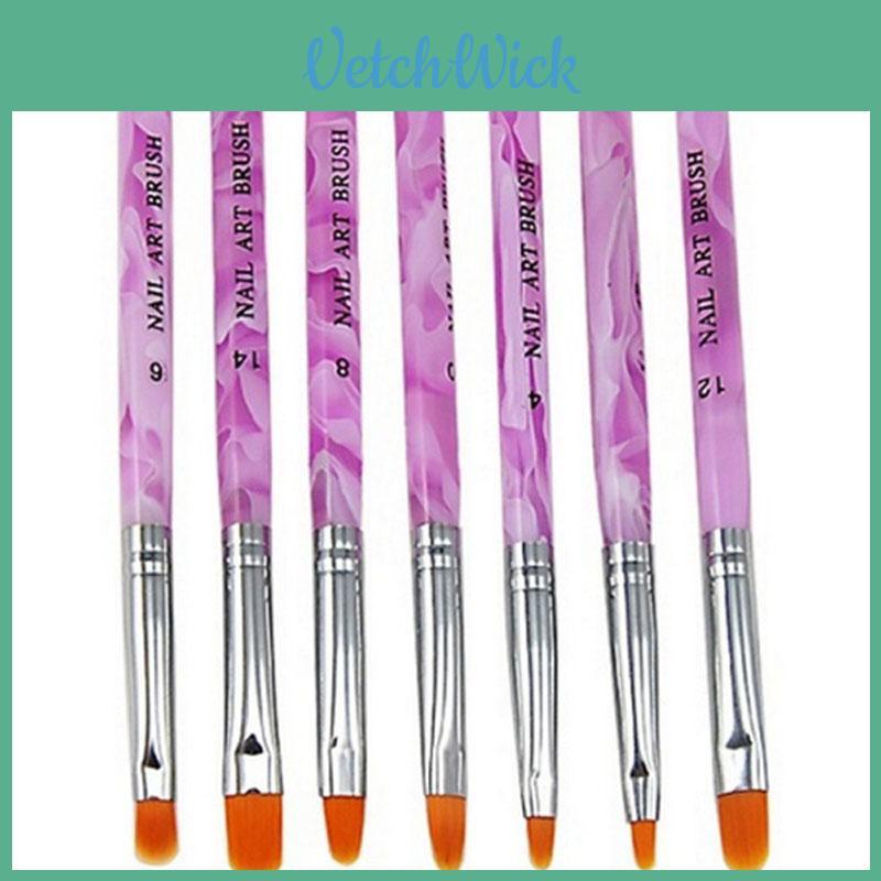 Premium 7pcs Uv Gel Nail Art Brush Set Ideal For Salon And Home Use