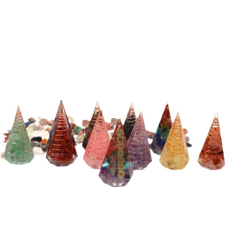Hexagonal Seven-Color Crystal Stone Resin Pendulum Yoga Ornament
