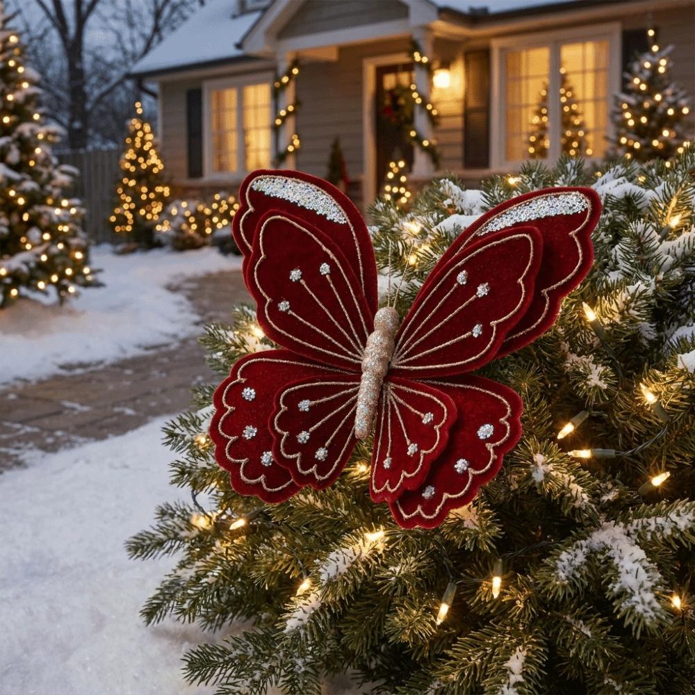 Glitter Coated Artificial Glitter Butterfly Large Size Simulated Butterfly Tree Decor Party Decor