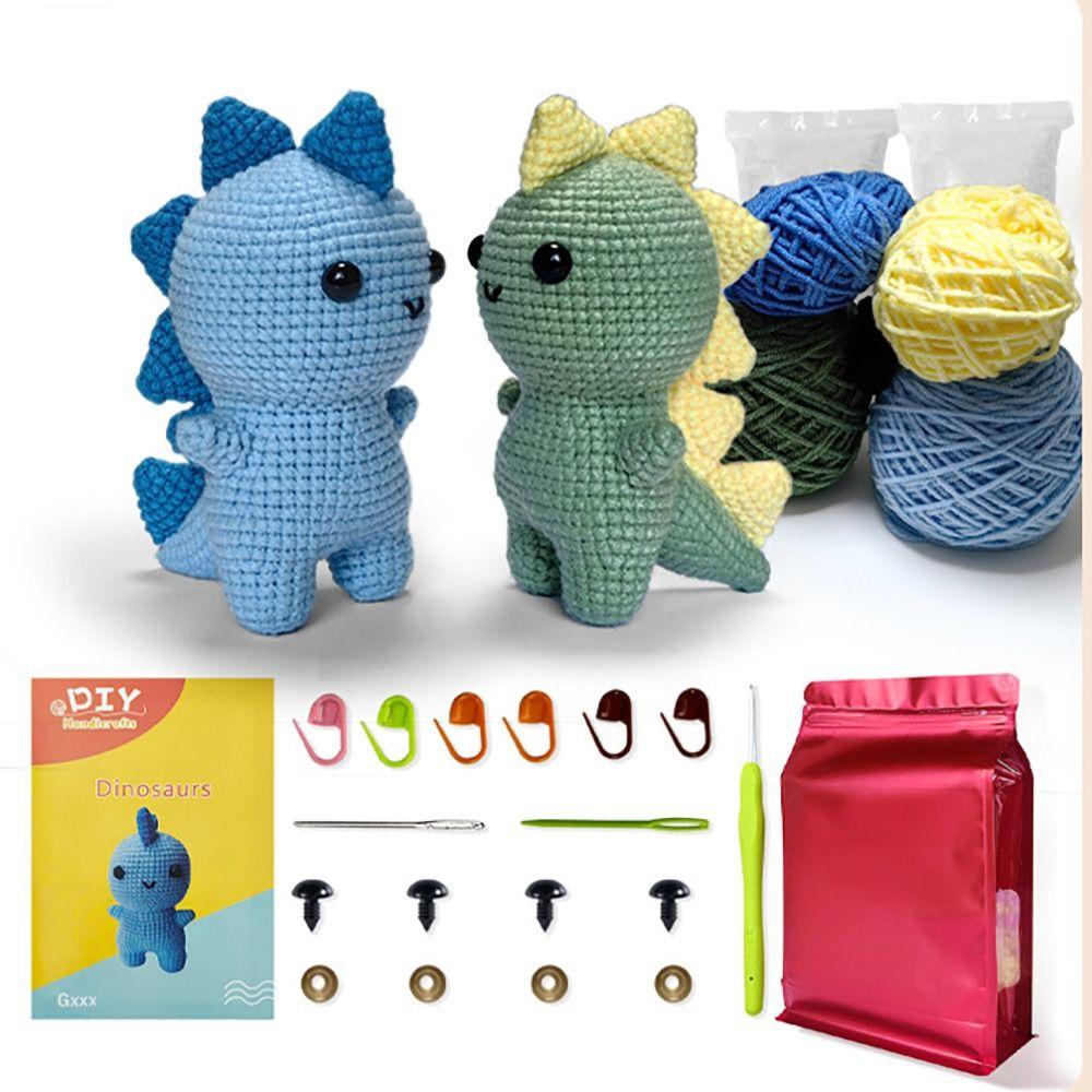 

Dinosaur Shape DIY Crochet Kit with Video Tutorial Hook Knit Tool New Yarn Set Kit