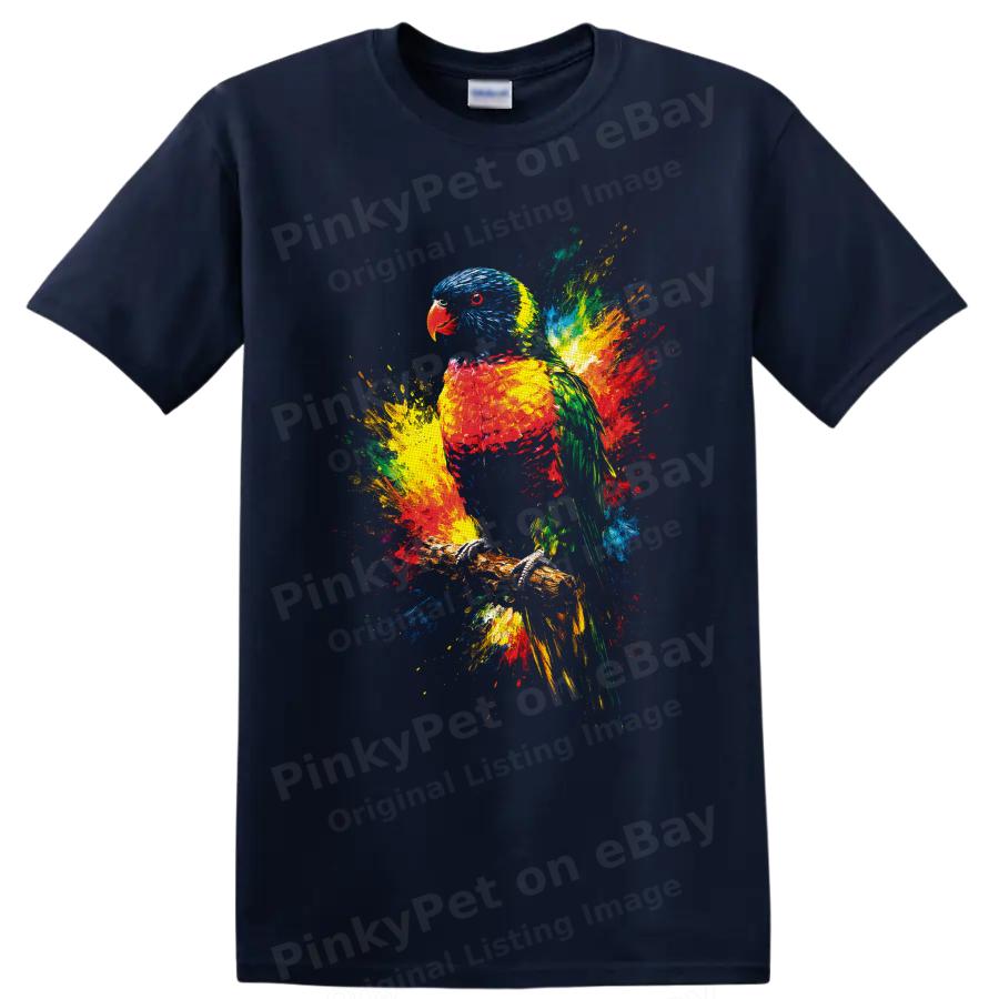 Rainbow Lorikeet T Shirt Color Splash Parrot Art Tropical Bird Lover Tee Gift
