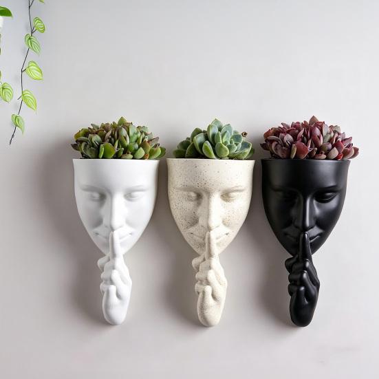 Face Flower Pot Decorative Flower Planter Small Potted Plant Holder for Home Living Room Bedroom Office Coffee Shop