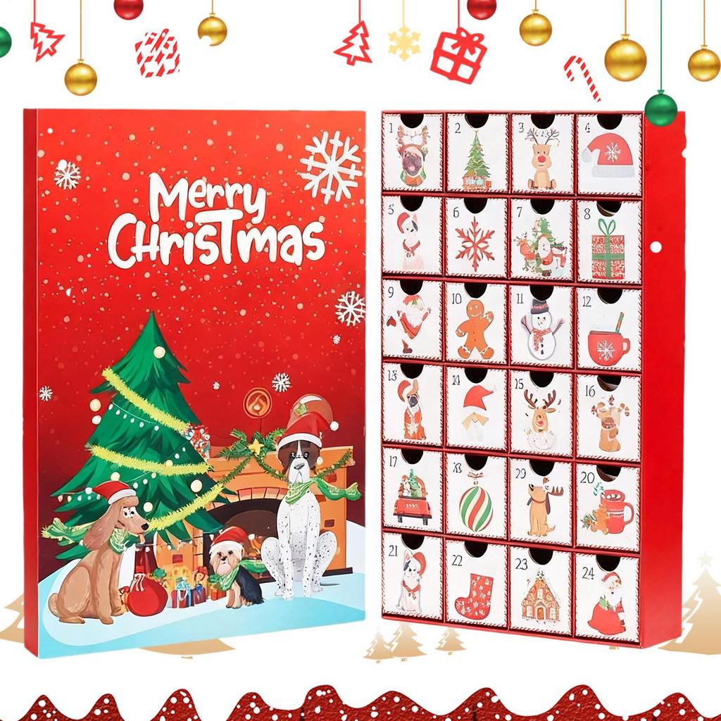Christmas Count Down Calendars Reusable Festive Box 24 Days Vacation Dog Calendar For Holiday Party Gathering Activities Family