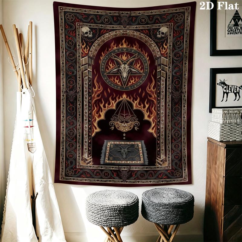 Demon Wall Tapestry Aesthetic Wall Hanging Printed Fabric Blanket Decorative Tapestries for Bedroom Living Room Home Decor