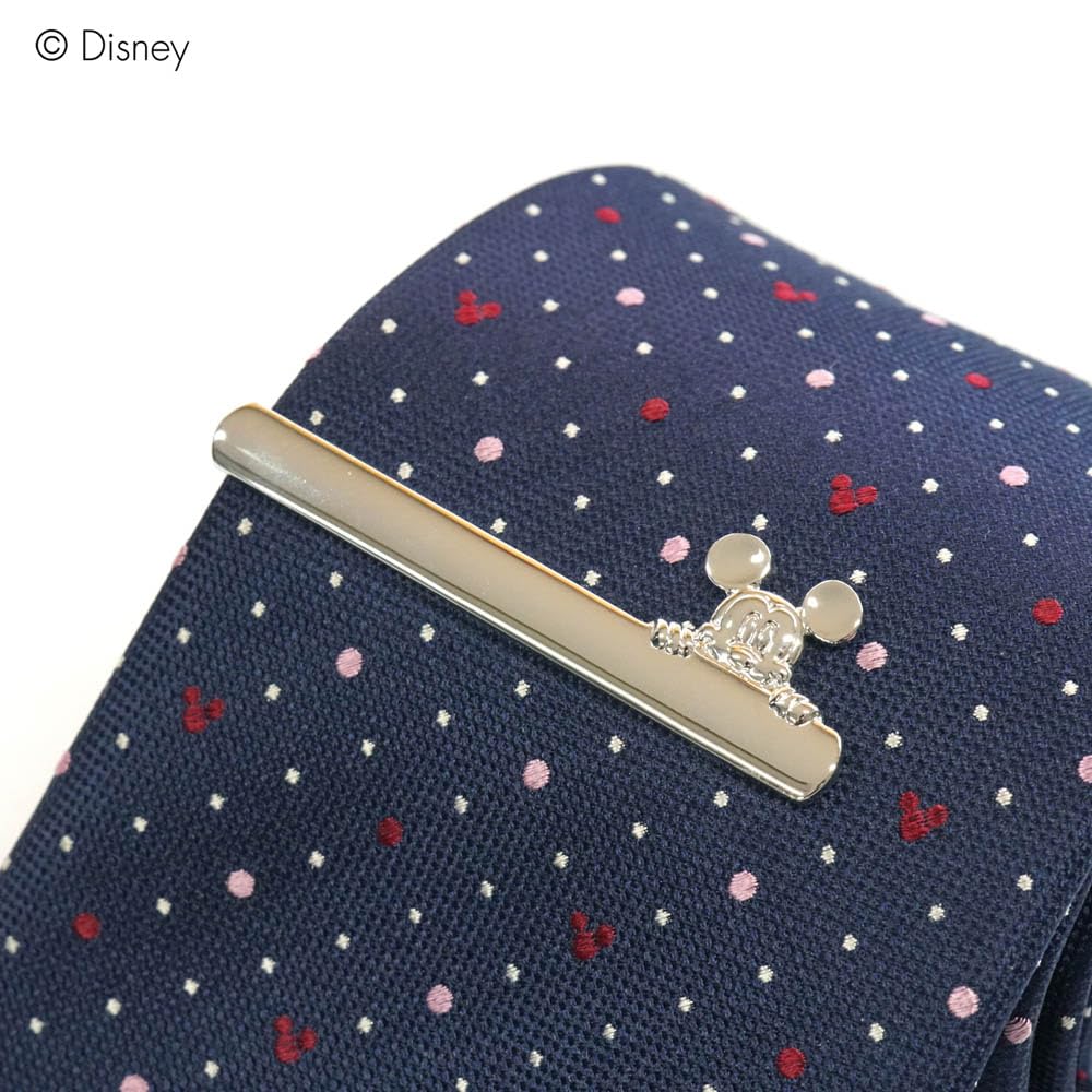 Disney Mickey Mouse Tie Tie Bar Set Includes Tie and Tie Clip & (Navy Blue, Wa-09) -