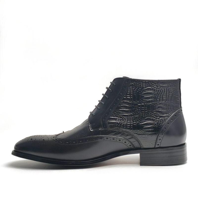 Fashion Luxury Business Boots For Men Comfortable Lace Up Top Cow Leather Handmade Retro Printing Shoes Fast Delivery Black Fashion Boot
