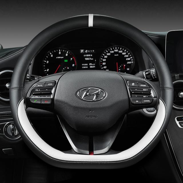 Funda para volante de coche Ioniq 5 2016 2017 2018, forma de D, de cuero sintético PU, accesorios para el interior del automóvil.