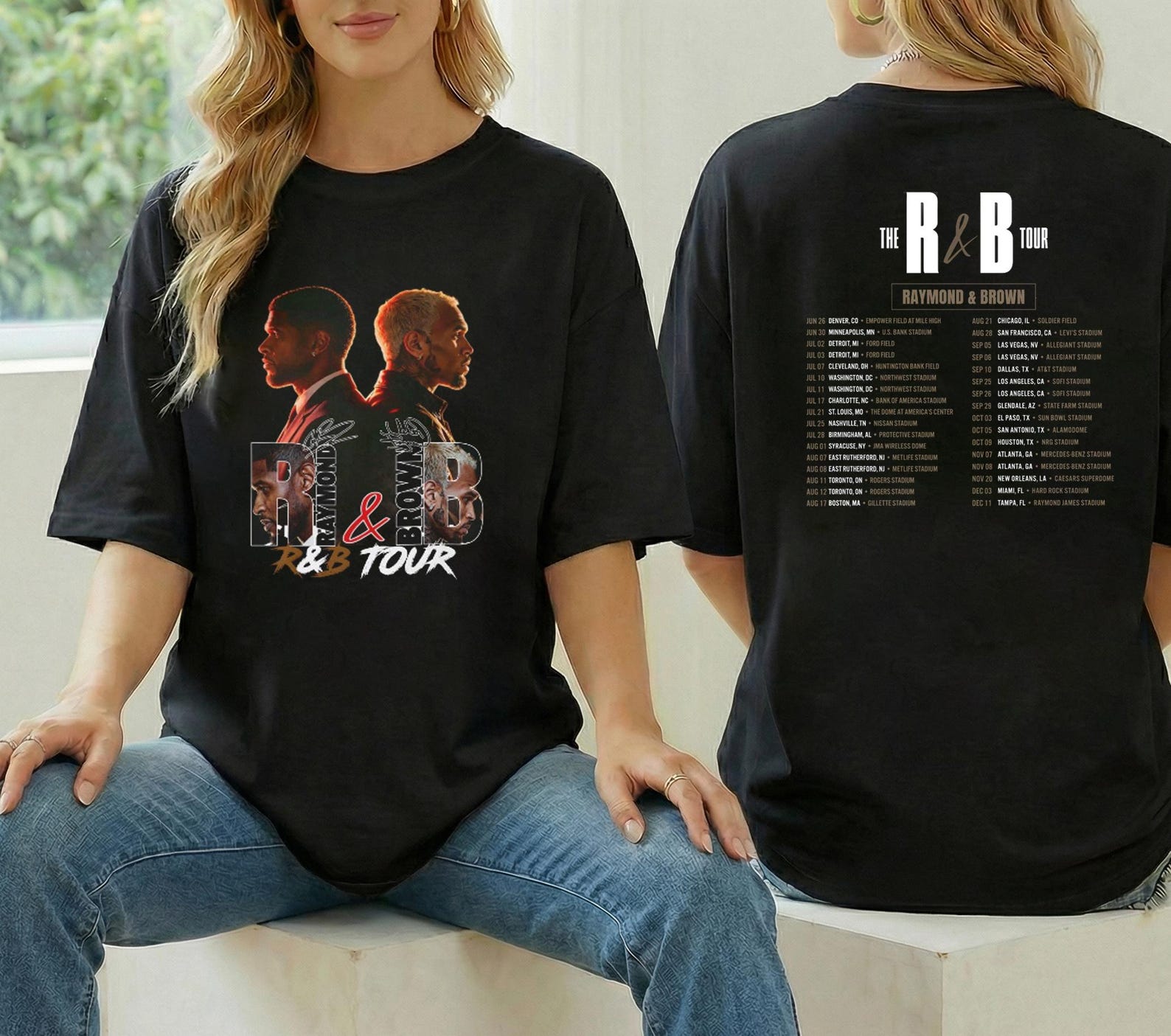 Usher Raymond Chris Brown Tour 2026 T-Shirt, R&B Tour Chris Brown Usher T-Shirt, Hip Hop Concert, Chris Brown Usher Merch, Fan GifT-Shirt S