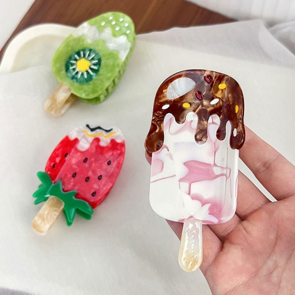 Sweet Ice Cream Shark Clip Cute Delicious Food Claw Clip Lovely Fruit Series Hair Claw  Girls