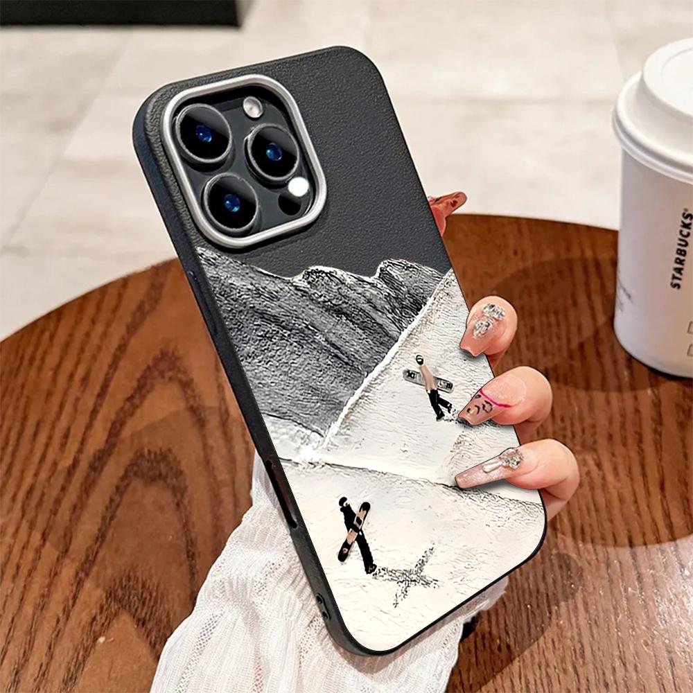 Snowboarder Mountain Pattern Phone Case For iPhone 17 16 Pro Max 15 14 13 12 11 Pro 17 Air 14 15 Plus Shockproof Soft Cover
