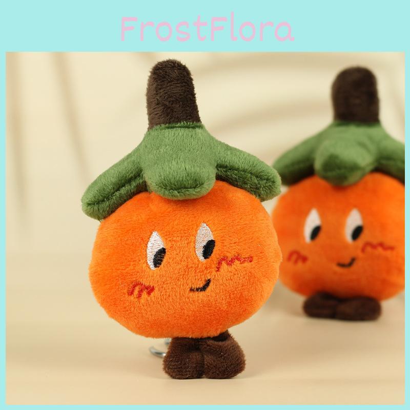 Charming Soft Persimmon Plush Toy Keychain Vibrant Orange Color Perfect For Kids' Bags