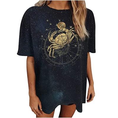 Women's Landscape Printed Round Neck Fashion Short Sleeved T-shirt