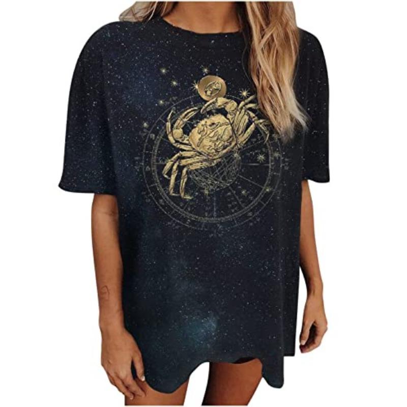 

Women s Landscape Printed Round Neck Fashion Short Sleeved T-shirt M