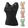 Thermal Tank Top for Women V Neck Sleeveless Camisole Top with Padded Bra Winter Warm Undershirt High Stretch Base Layer