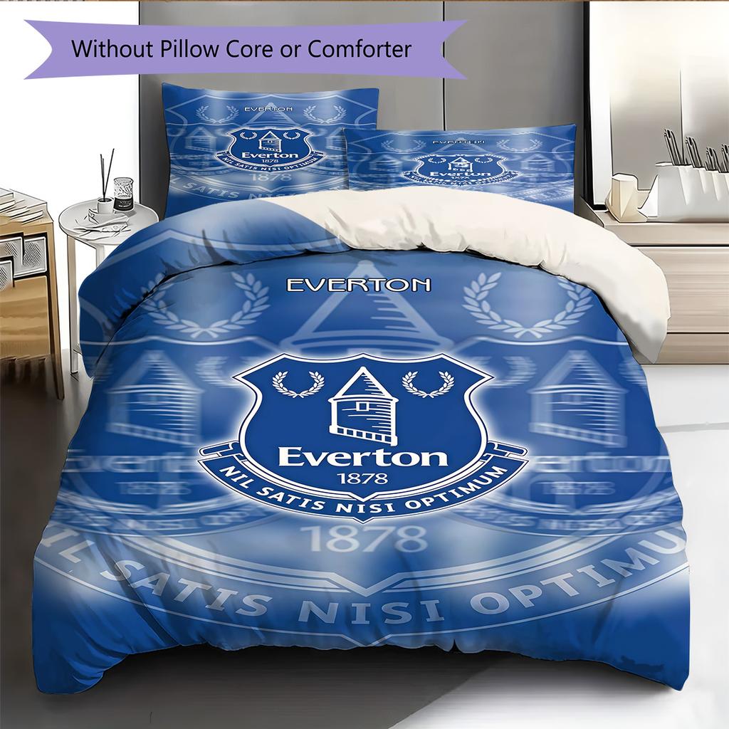Everton Logo  Pattern Bedding Quilt Set Quilt Cover Pillowcase Home Decoration Birthday Gift (1 * Duvet Cover + 2 * Pillowcase, Without Core)