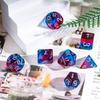Cusdie Multilayer DND Dice Resin Glitter Die 7Pcs D4-D20 Multicolour Polyhedral Dice Set for D&D Tabletop Role Playing Games