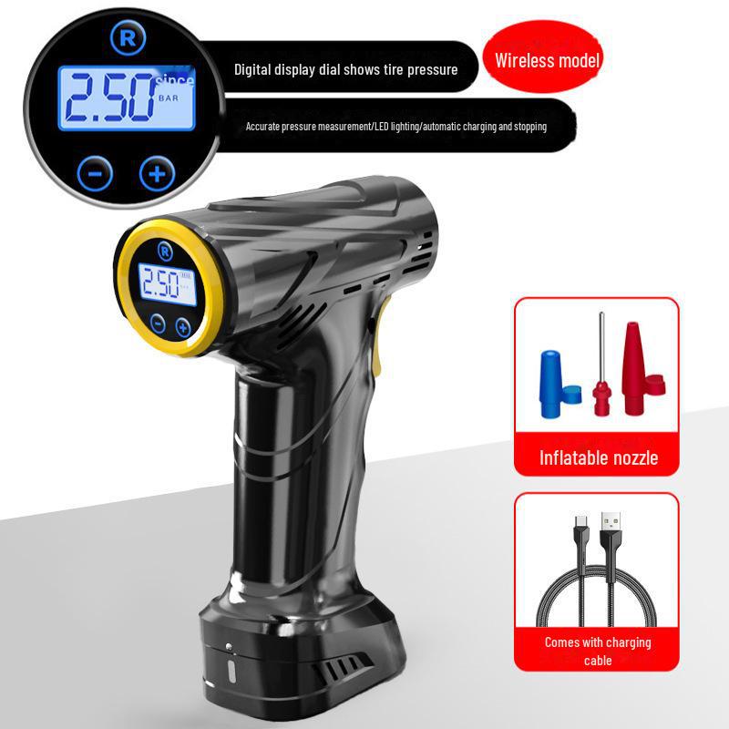 

Портативный беспроводной воздушный насос с интеллектуальным цифровым дисплеем для автомобилей и велосипедов