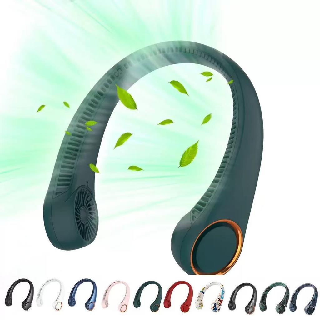 Portable Personal Neck Cooling Rechargeable Bladeless Fan - Hands Free 3 Speed 4000 mAh Battery USB Operated Wearable Headphone Design