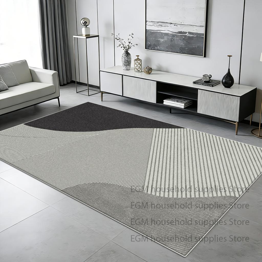 Nordic Striped Black Carpet Modern Living Room Decoration Large Area Rugs Soft Non-slip Washable Floor Mat for Bedroom Bedside