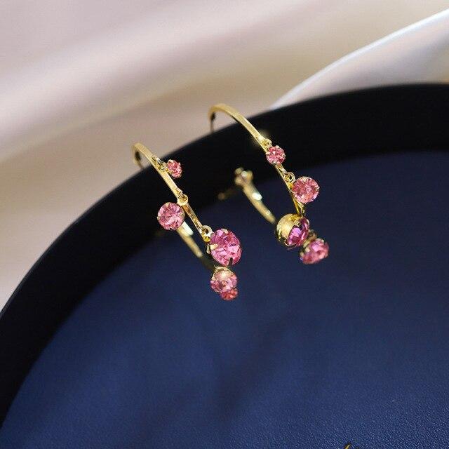 Fashion Crystal C Shaped Earrings For Women  New Jewelry Korean Circle Pendientes