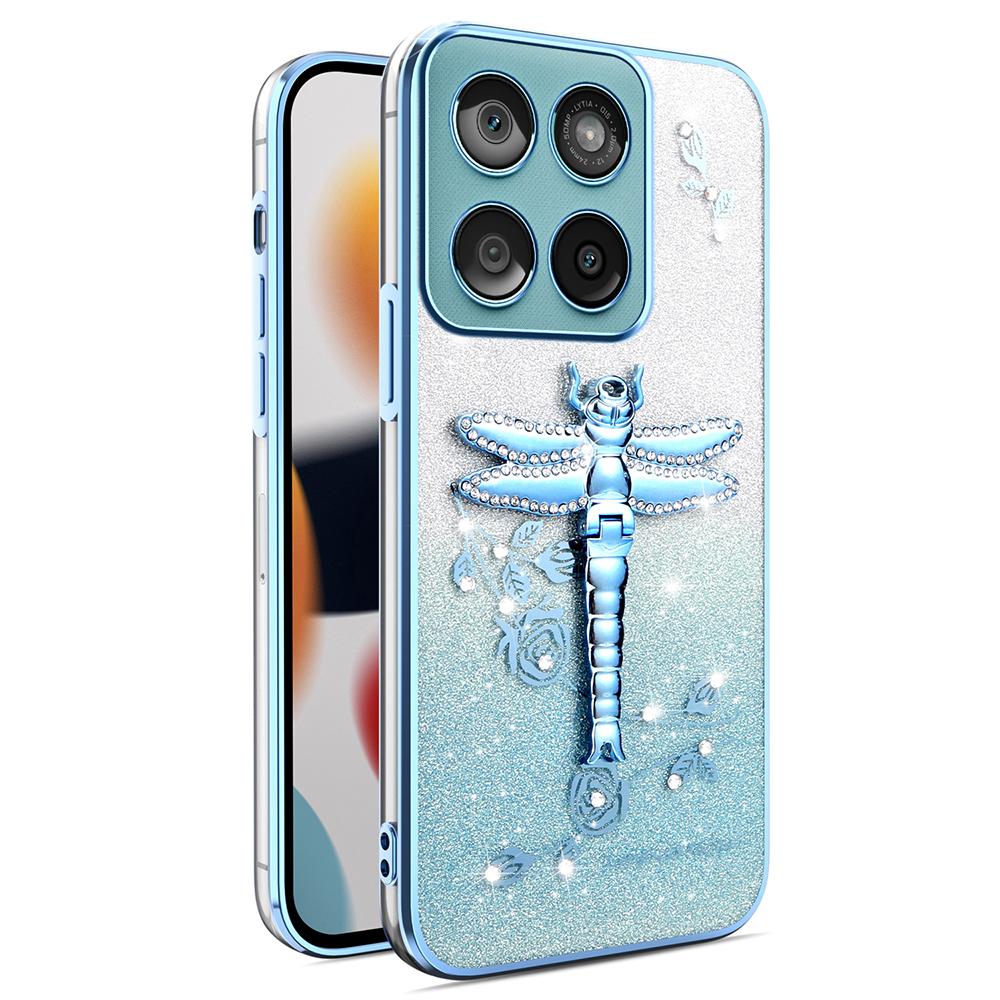 KADEM Handyhülle Für Motorola Edge 60 5G/Edge 60 Fusion 5G/Edge 60s 5G Libelle Ständer Blumen Glitzer TPU Hülle