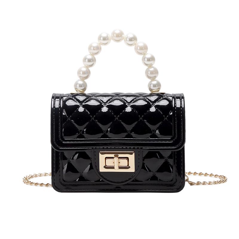 Women's Crossbody Jelly Bag with Pearl & Diamond Lattice, Coin Purse, and Chain Strap - 2022 Cute Style