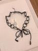 Spicy Sweet Black Beaded Bow Pendant Necklace - Personalized High-End Clavicle Chain with Exquisite Light Luxury Style