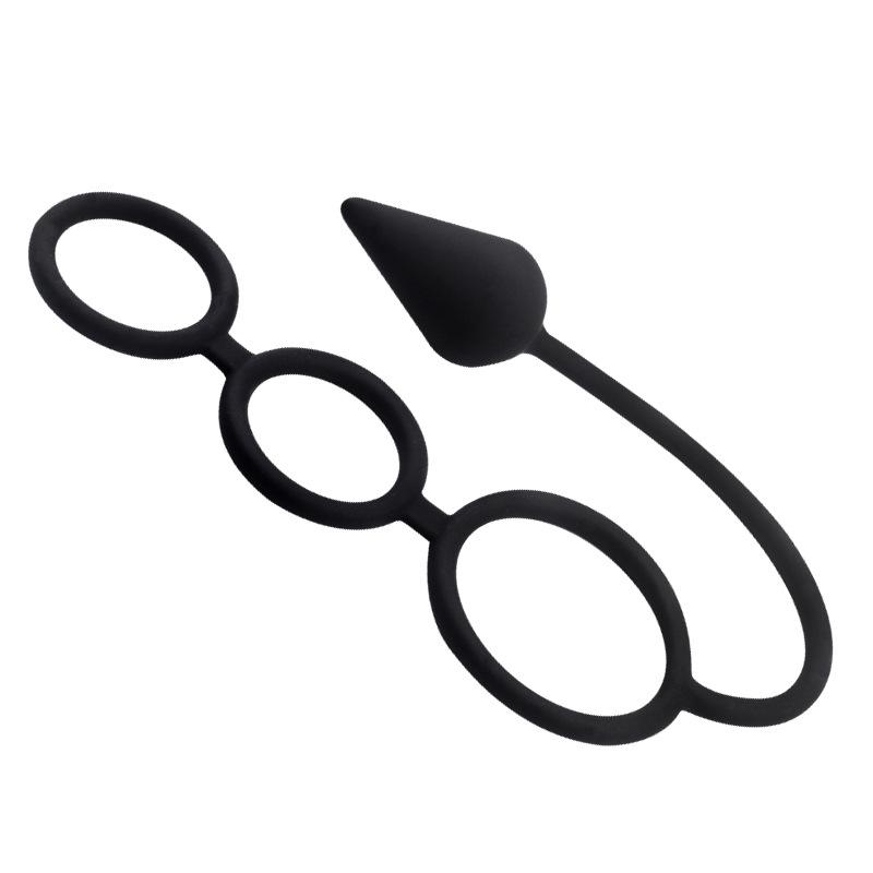 Men Three Ring Lock Anal Time Plug Delay Prostate Massager Toys Sex