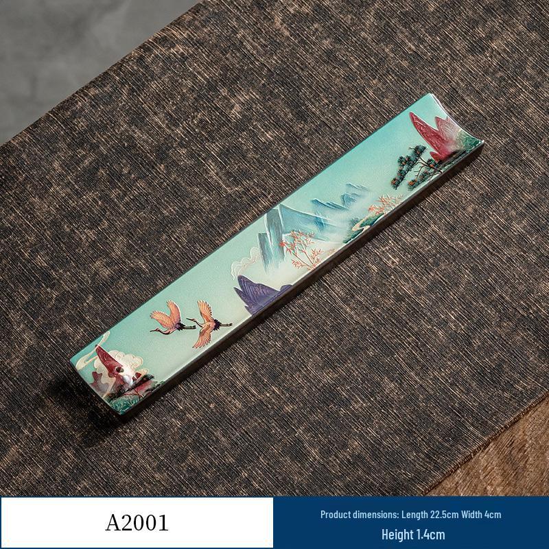Guochao River & Mountain Ceramic Incense Holder - Retro Incense Stick Tray for Indoor Use