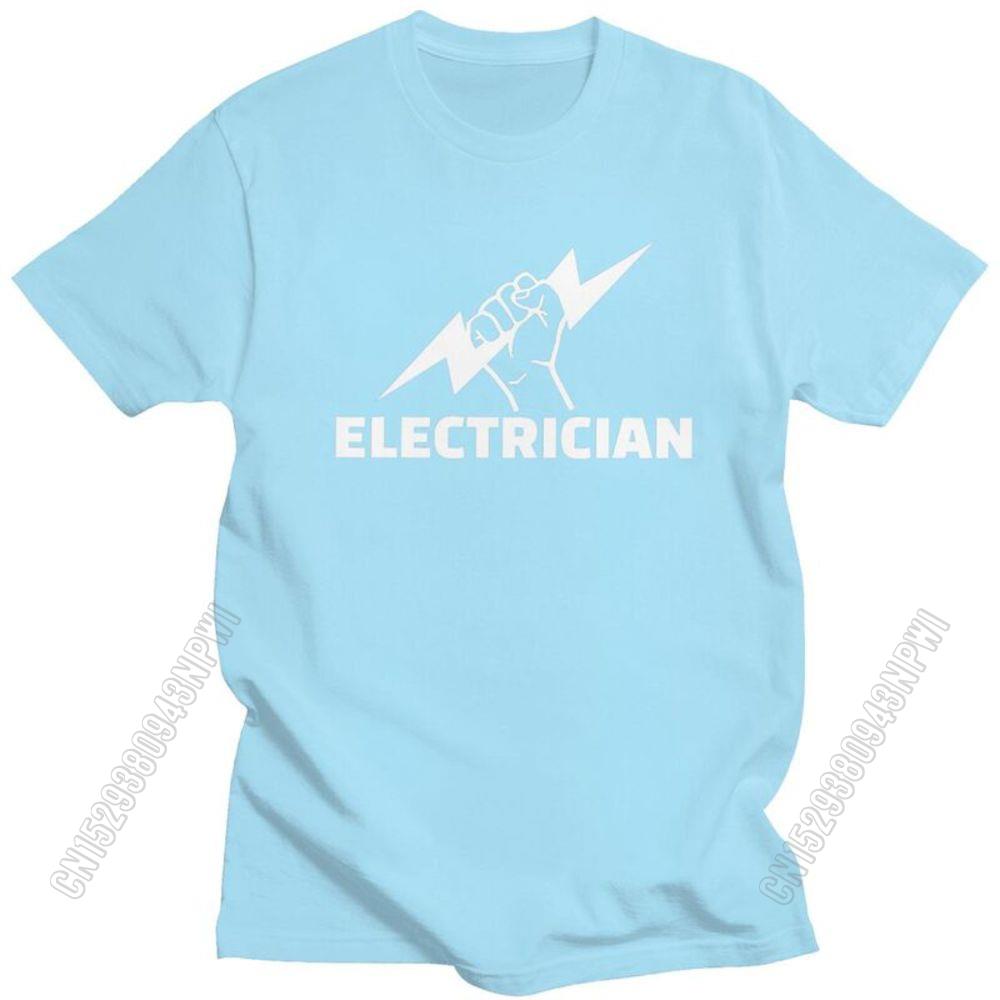 Electrician T Shirt For Men Pure Cotton Tee Engineer Electrical Power Tshirts Short Sleeved T-Shirt Gift