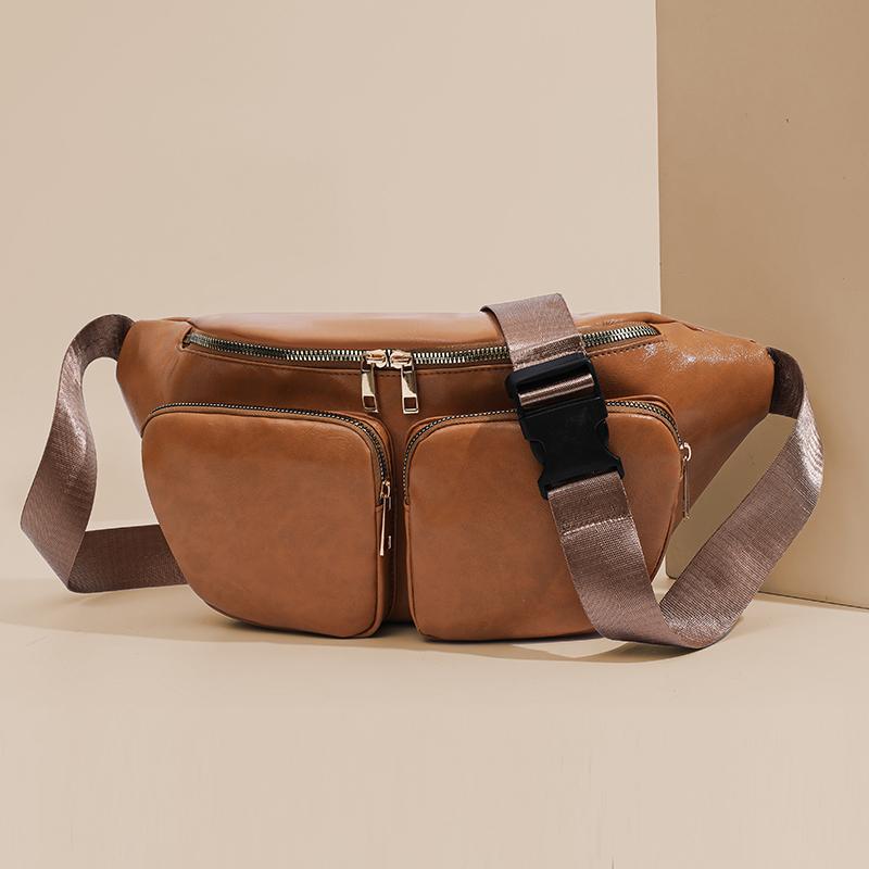 Waist Bag Women's Chest Bag Soft Leather Shoulder Crossbody Bag
