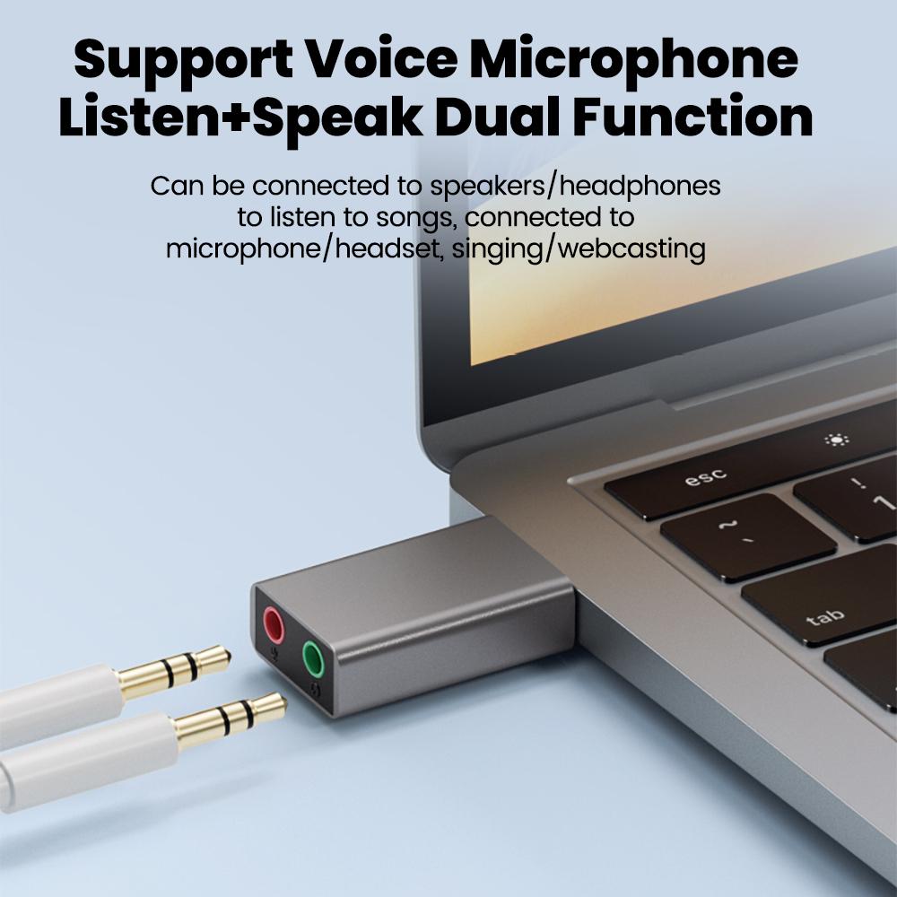 Mini External Usb To 3.5mm Sound Card Mic Headphone Jack Stereo Headset Sound Card Audio Adapter Speaker Interface For PC Laptop
