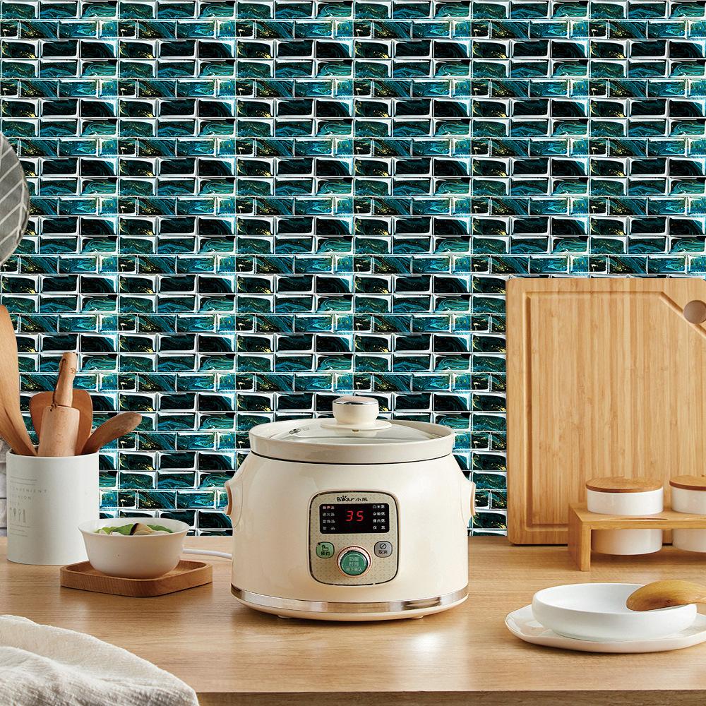 2026 Waterproof Wall Sticker Mosaic Pattern Ceramic Tile Sticker Kitchen Bathroom Sink Decoration Surface Gloss Film Self-adhesive Wall Sticker